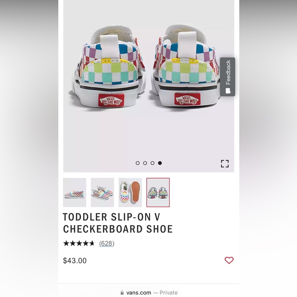 TODDLER SLIP-ON V CHECKERBOARD SHOE new wo box